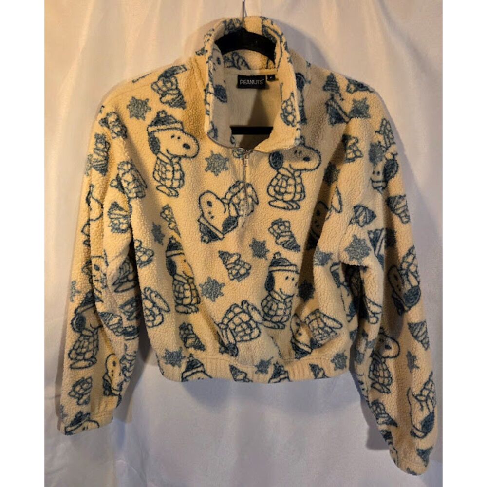 Peanuts Snoopy Sherpa Fleece Pullover Quarter Zip Women’s M